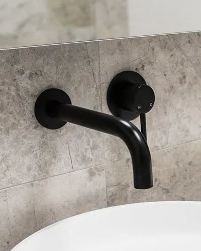 wall mounted 2 hole matte black basin faucet