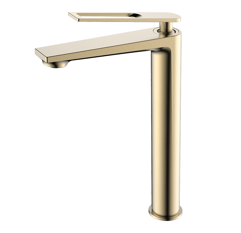 Bathroom vessel faucet with hollow handle – Coloris bathroom collection - brushed gold finish - no background - B059 02 30 1