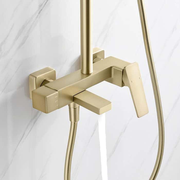 Exposed shower set with foldable bathtub spout - SO989 13 01 1 - brushed gold -1