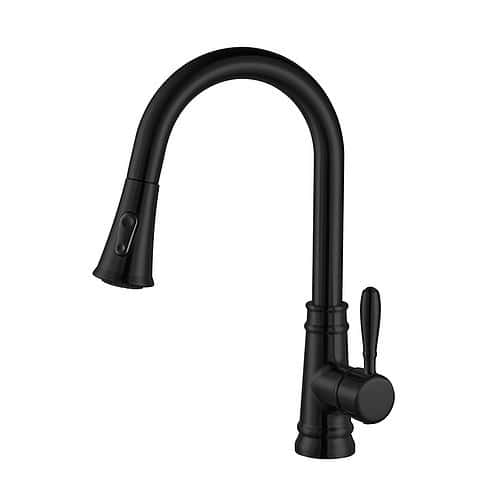 Matte black traditional pull down kitchen faucet
