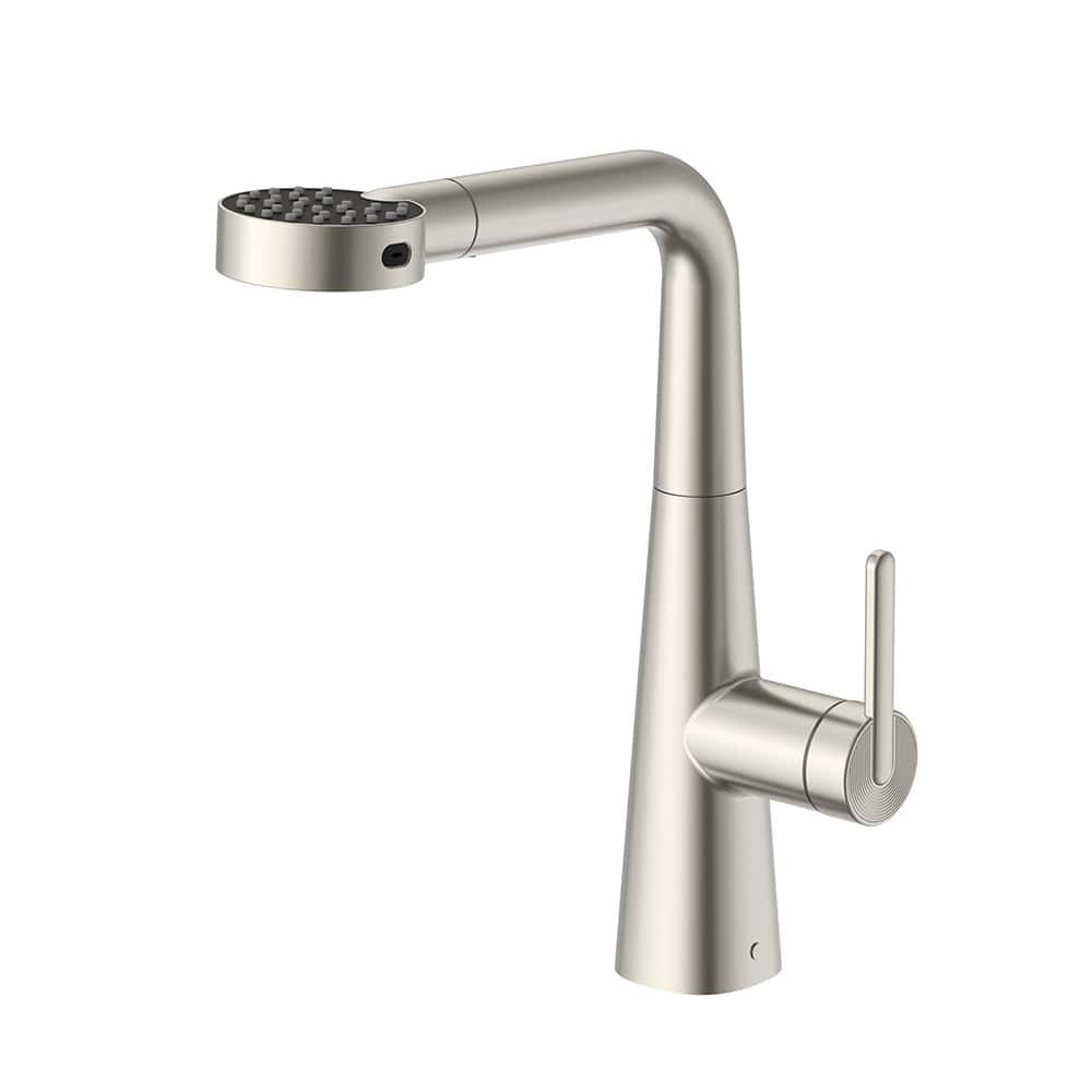 Brushed nickel pull out kitchen tap - K829 01