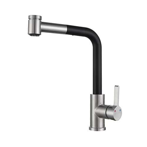 Matte black single lever pull out kitchen tap