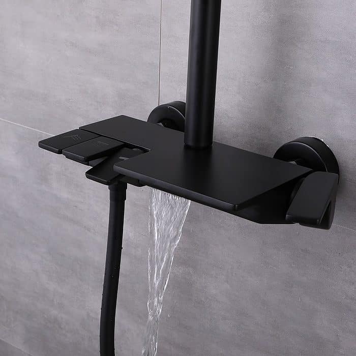 Exposed pipe matte black wall mount piano shower - tub filler - SO988 13 31 1