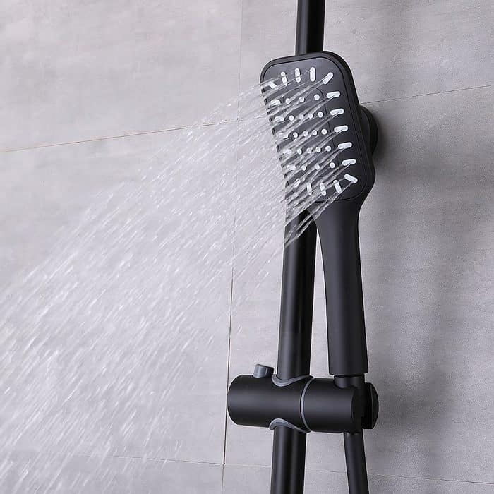 Exposed pipe matte black wall mount piano shower - hand shower - SO988 13 31 1