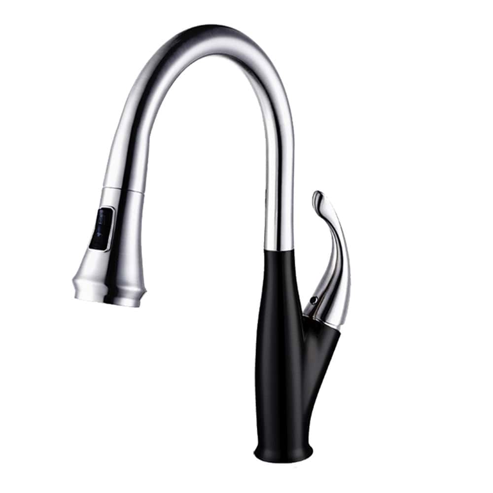 Black and chrome one handle pull out kitchen faucet - K111 01 04 1