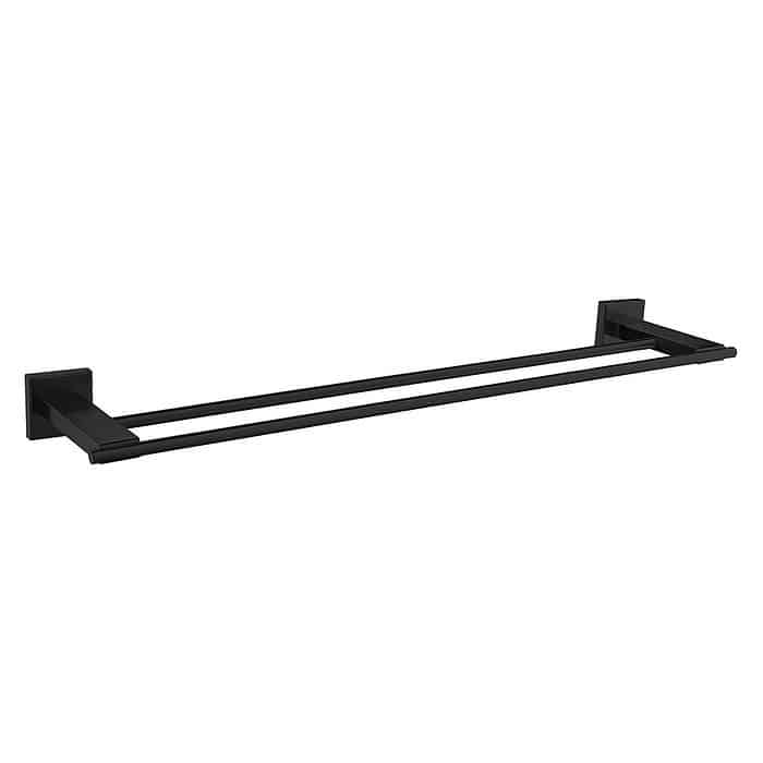 Matte black double towel rails in bathroom - A008 02