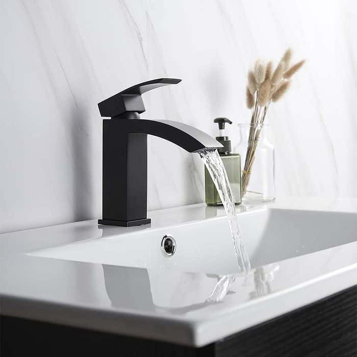 Matte black single bathroom mixer tap -water3- B016 01