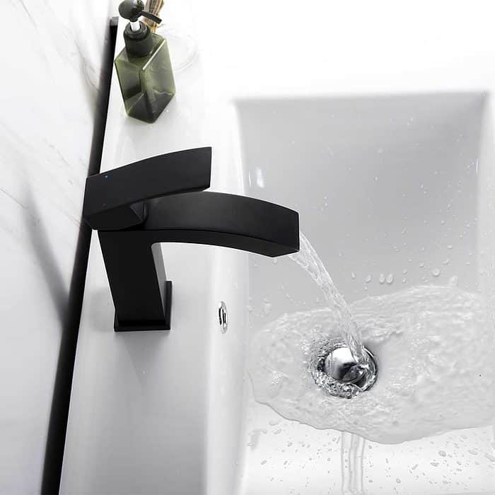 Matte black single bathroom mixer tap -water- B016 01