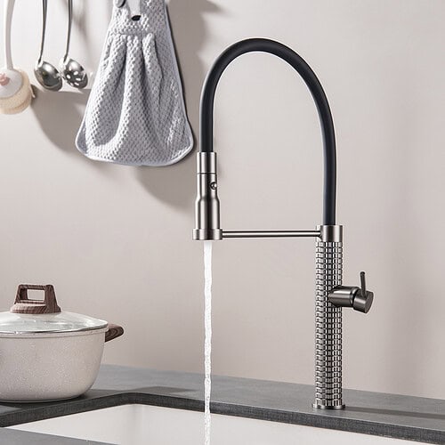 Brass kitchen sink faucet with flexible hose - K743A 02