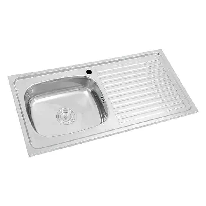 Stainless steel single bowl top mount sink with draining board- SRS1005015