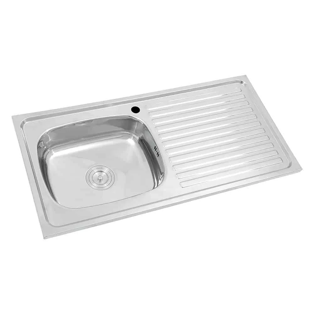 Stainless steel single bowl top mount sink with draining board- SRS1005015