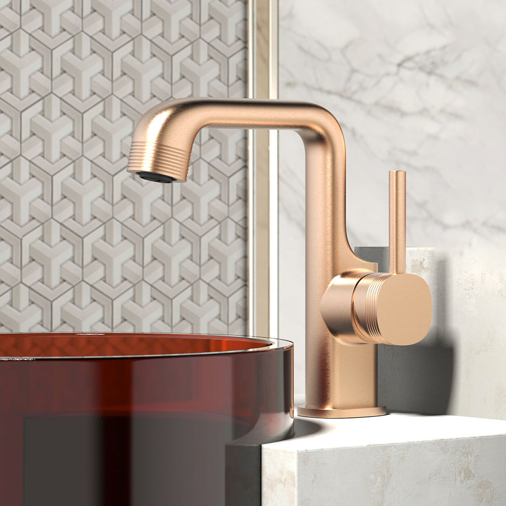 Single hole basin faucet with knurled handle - B1017 01