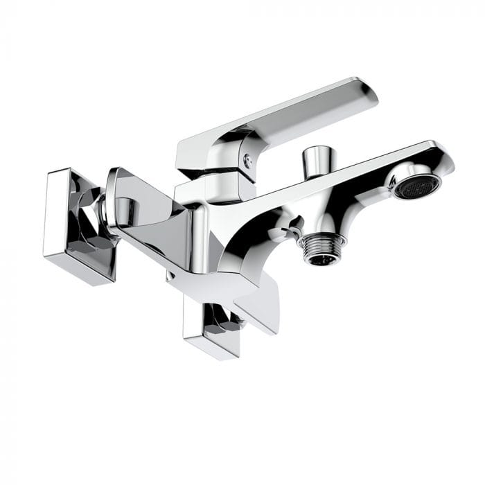 Geometric style exposed bathroom shower mixer with tub spout - Kelsile bathroom collection - chrome finish - white background - SO043 12 01 1 - 4