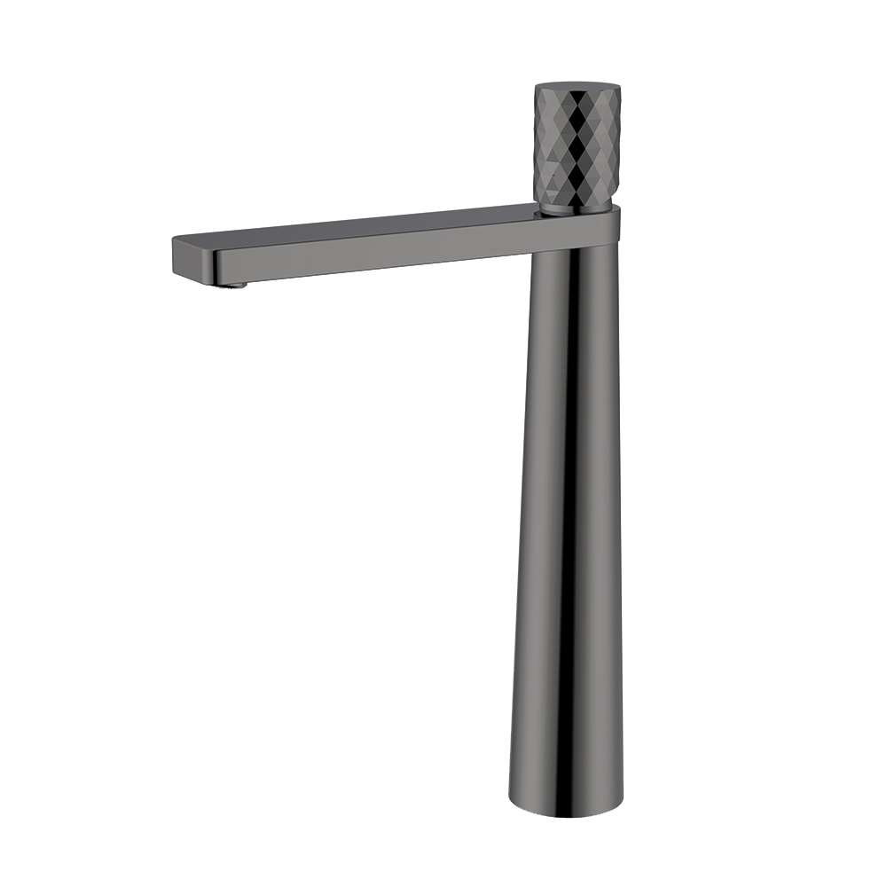 PVD gunmetal tall basin tap with knurled knob