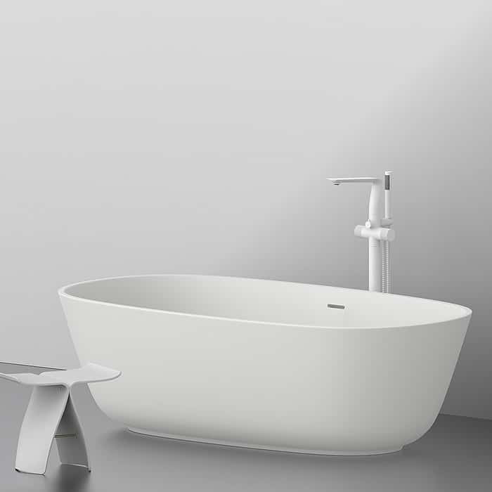 Matte white freestanding bath faucet with hand shower - SF295 12 21 1 - 4