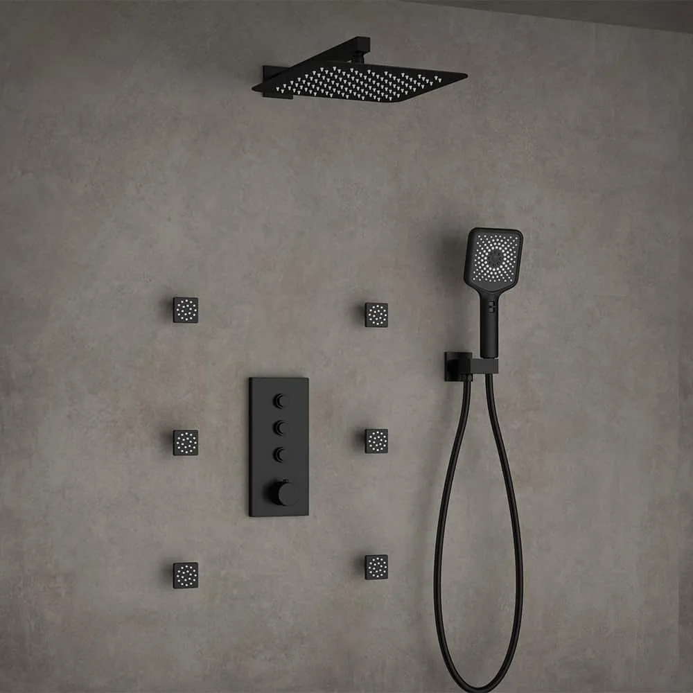 Built-in square thermostatic shower mixer - SC763A 23 31 1 - matte black - 2