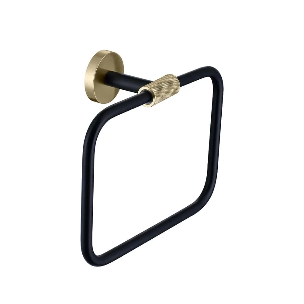 Brushed gold & black knurled towel holder - A142 04 47 8