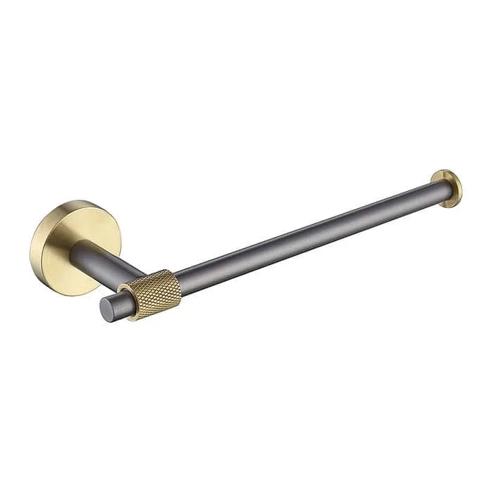 Stainless steel gold and gunmetal knurled towel holder - A149 04 62 2