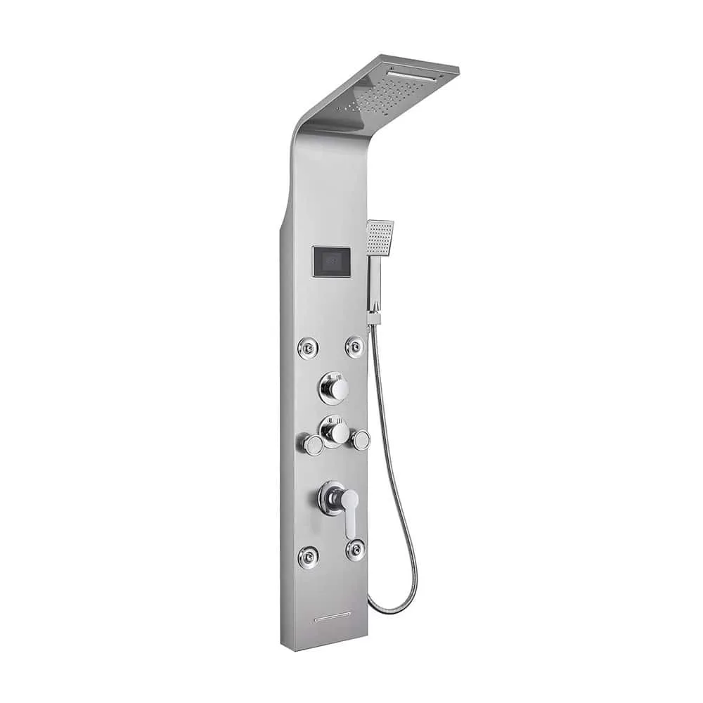 Shower panel tower with rainfall shower head - SL916P 16 16 2 - Brushed steel