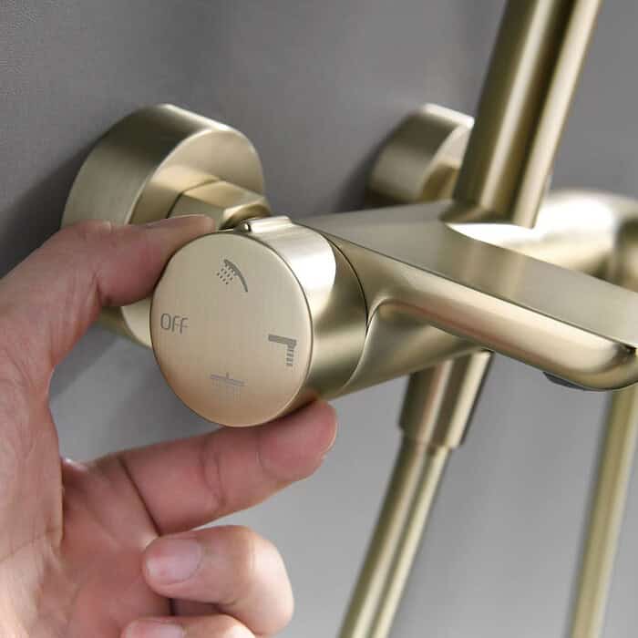 Luxurious Brushed Gold Shower Pillar with Dual Control Handles - SO709 13 - Image 2