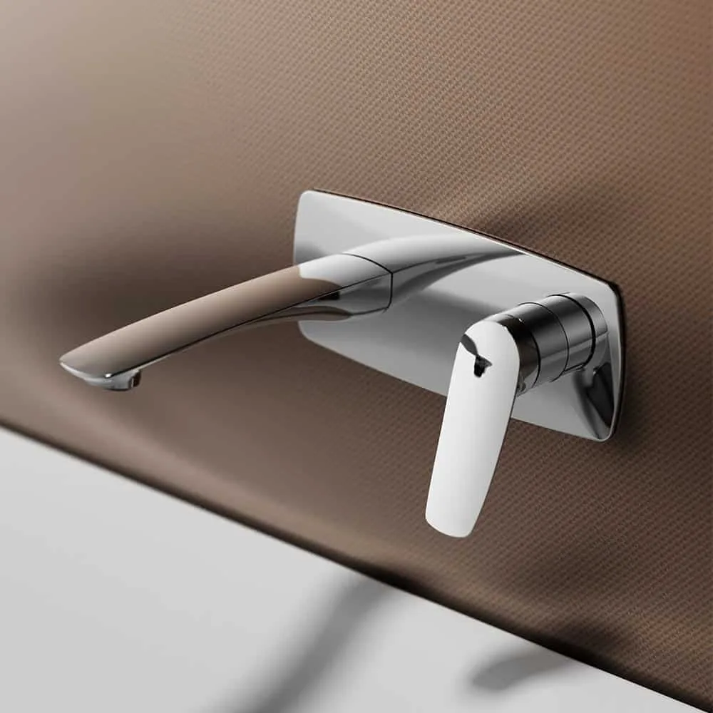 Square 2-hole wall mounted bath taps - B025 27