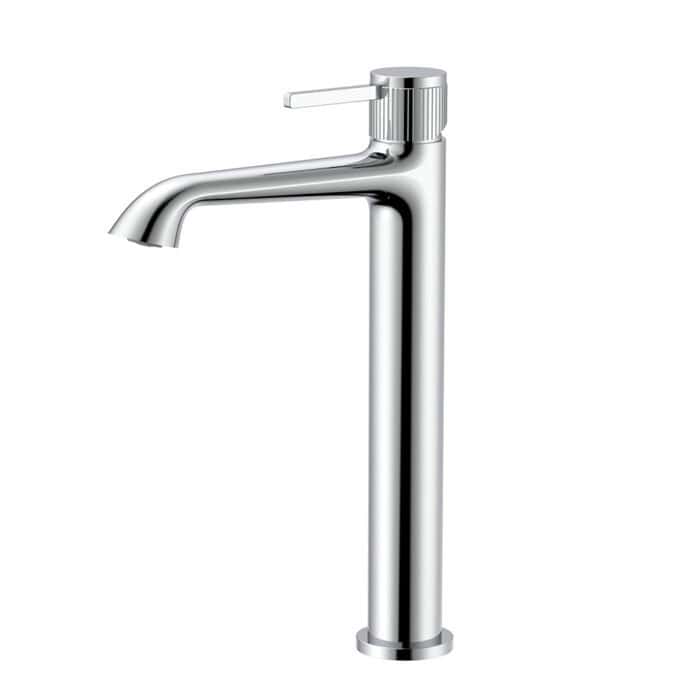 Chrome Single Hole Tall Bathroom Mixer Tap Knurled Design | B100602011