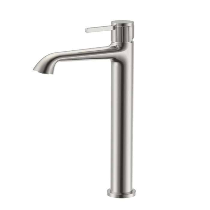 Brushed nickel Tall Bathroom Mixer Tap Knurled Design | B100602021