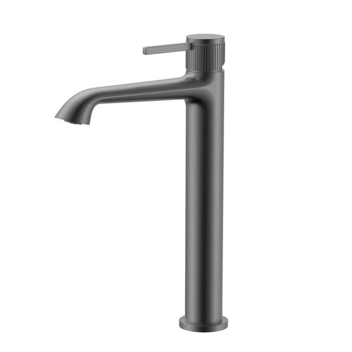Gunmetal Single Hole Tall Bathroom Mixer Tap Knurled Design | B100602451