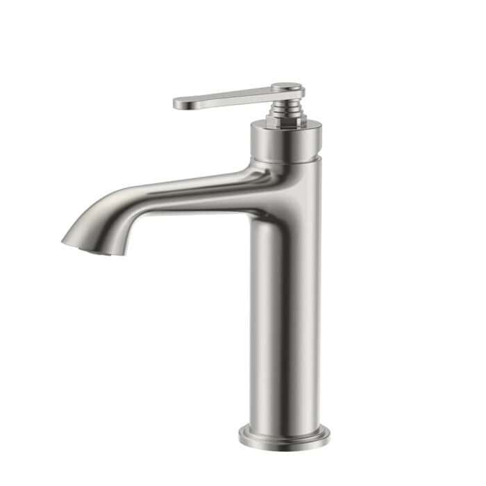 Brushed nickel Solid Brass Single Handle Bathroom Sink Mixer Faucet With Thread Design | B1006A01021