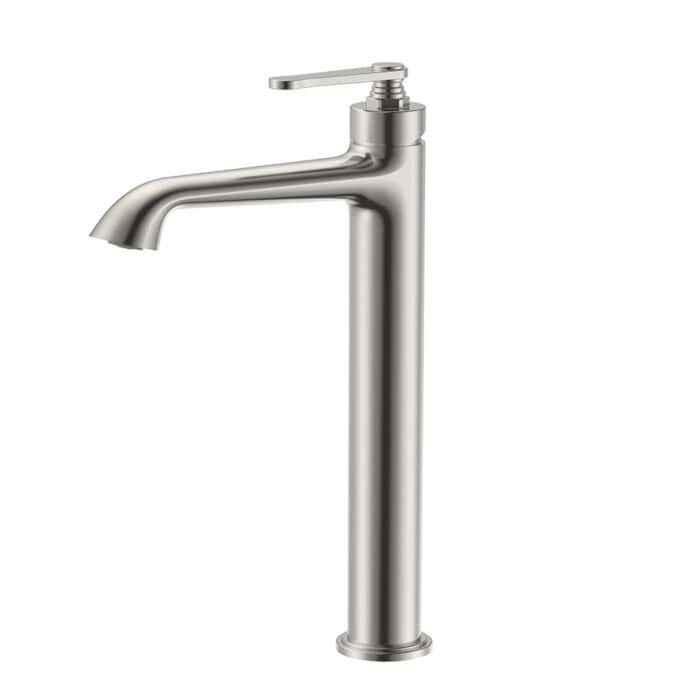 Brushed nickel Single Handle Tall Bathroom Sink Mixer Tap With Spiral Pattern Design | B1006A02021