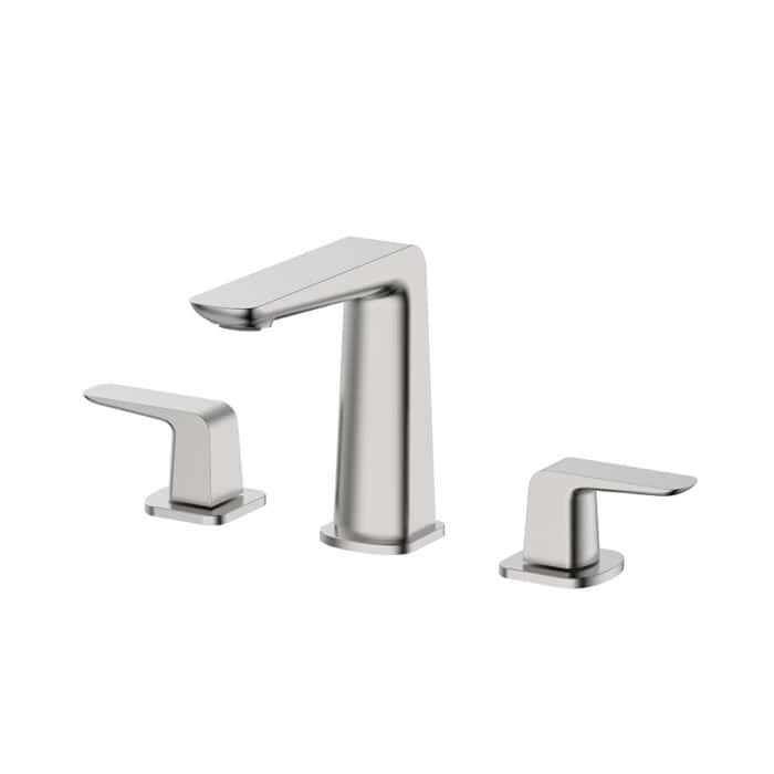 Brushed nickel Double Handle Widespread Bathroom Faucet With Smooth Lines Design | B100704021
