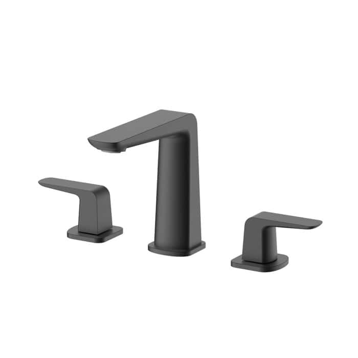 Matte black Double Handle Widespread Bathroom Faucet With Smooth Lines Design | B100704311