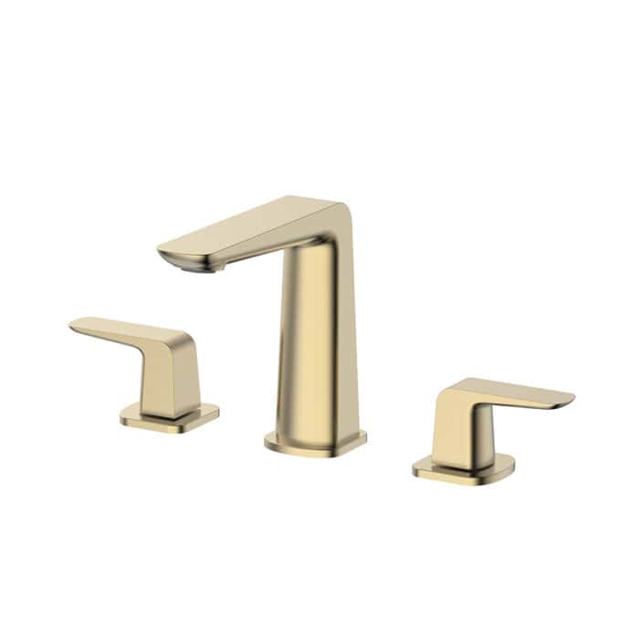 Brushed gold Double Handle Widespread Bathroom Faucet With Smooth Lines Design | B100704431