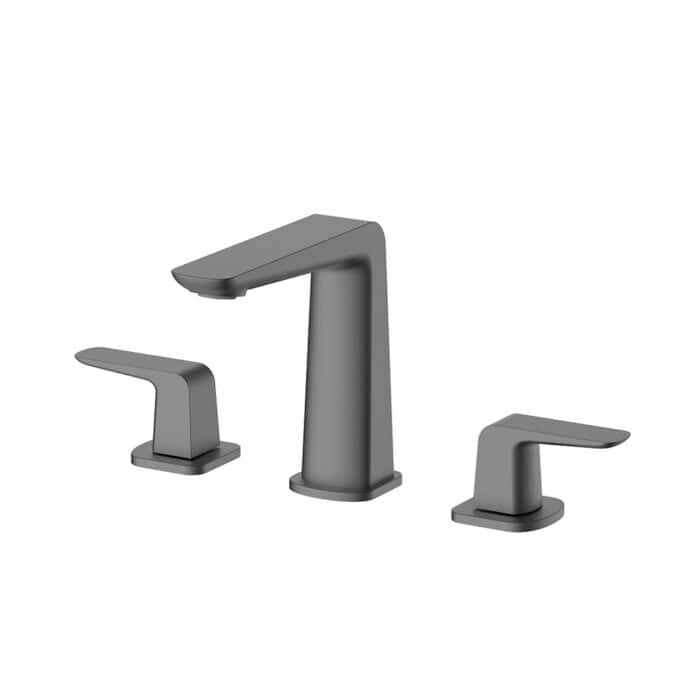 Gunmetal Double Handle Widespread Bathroom Faucet With Smooth Lines Design | B100704451
