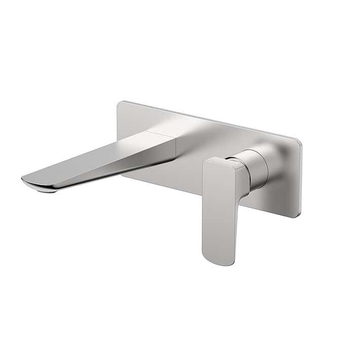 Brushed nickel Single Handle Wall Mounted Bathroom Mixer Taps In Solid Brass | B100727021