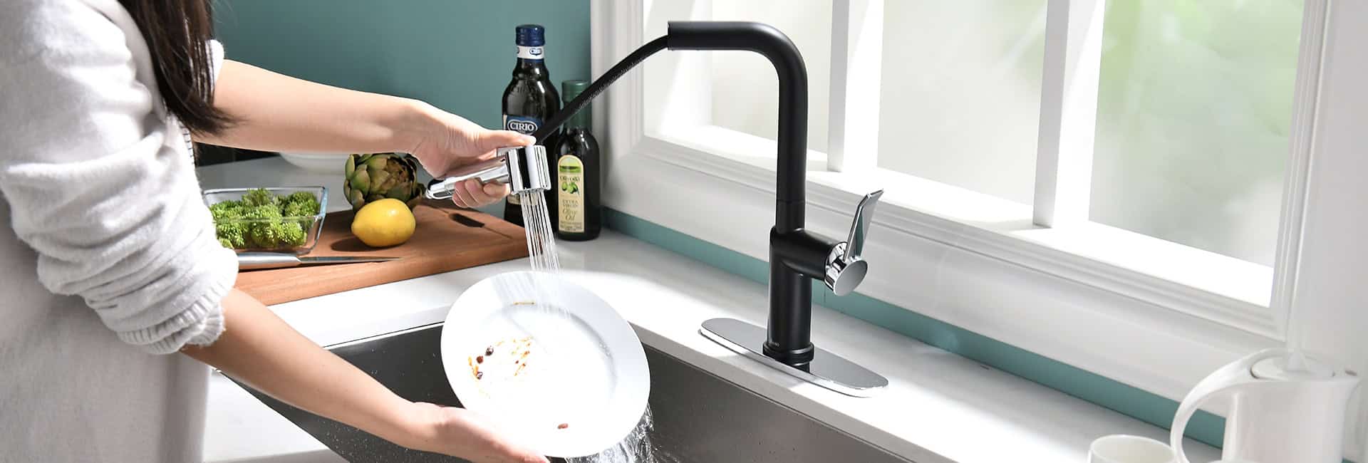 Pull out matte black kitchen faucet-K659 01 04 5