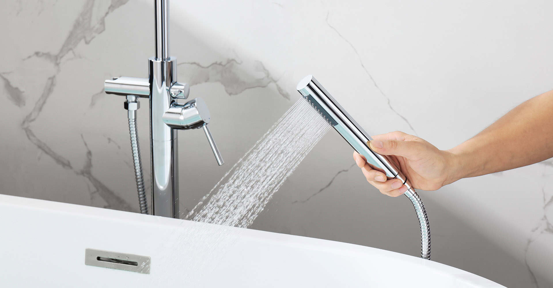 2-way Freestanding tub faucet with handheld shower – S123