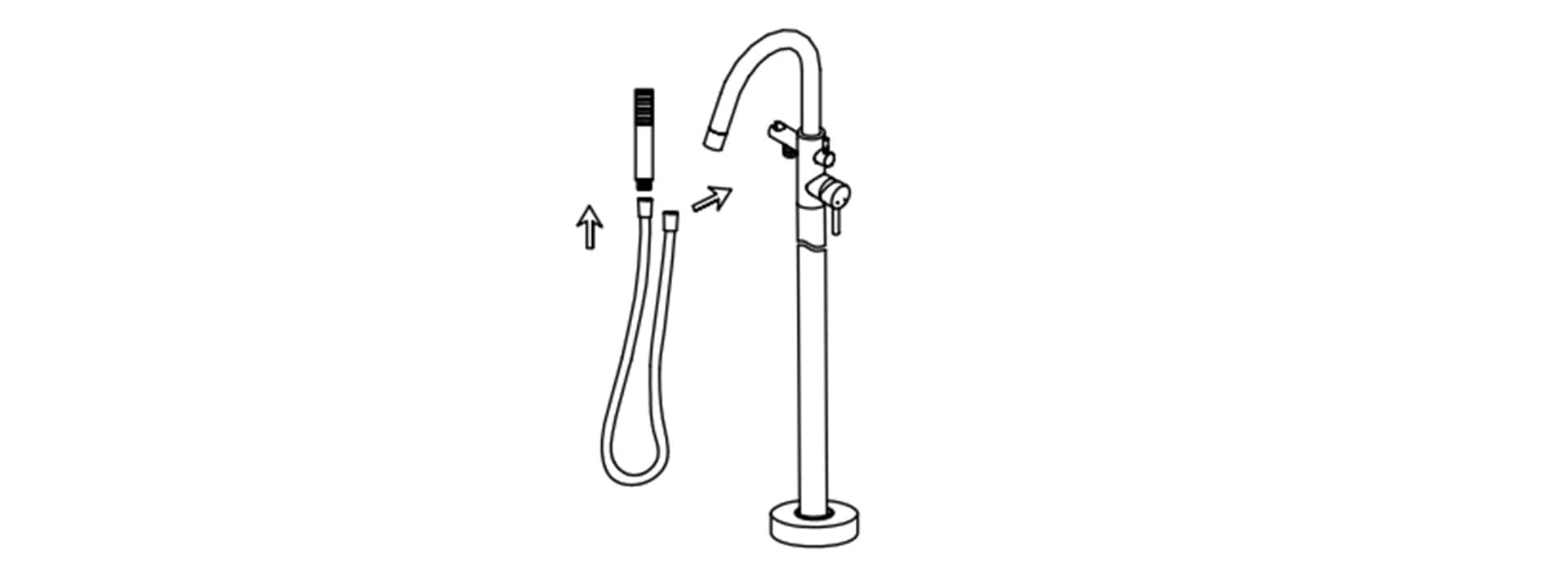 Attach the Hand Shower – install freestanding tub faucet Attach the Hand Shower - install freestanding tub faucet