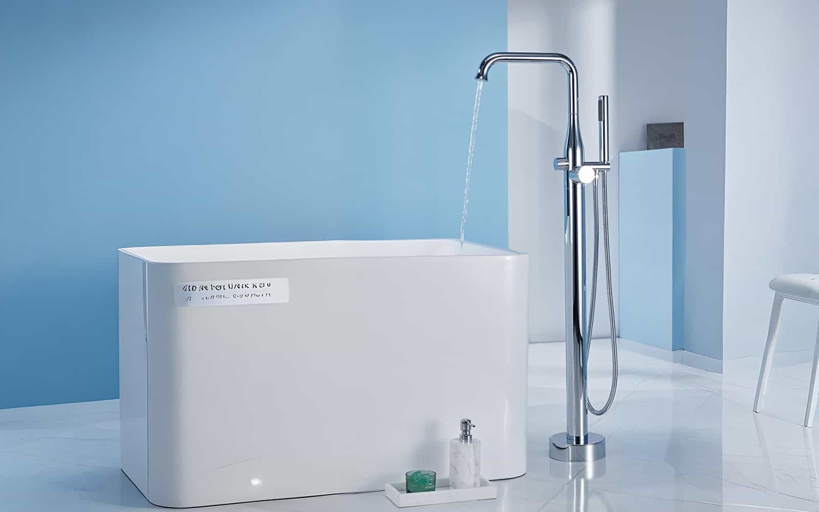 Chrome freestanding tub faucet with handheld shower – installation Chrome freestanding tub faucet with handheld shower - installation