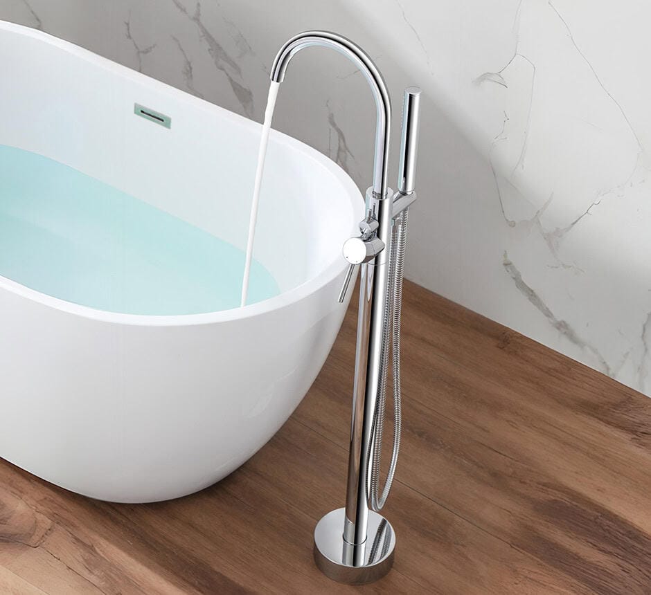 Chrome freestanding tub faucet with stainless steel hose – S123(1) Chrome freestanding tub faucet with stainless steel hose - S123(1)
