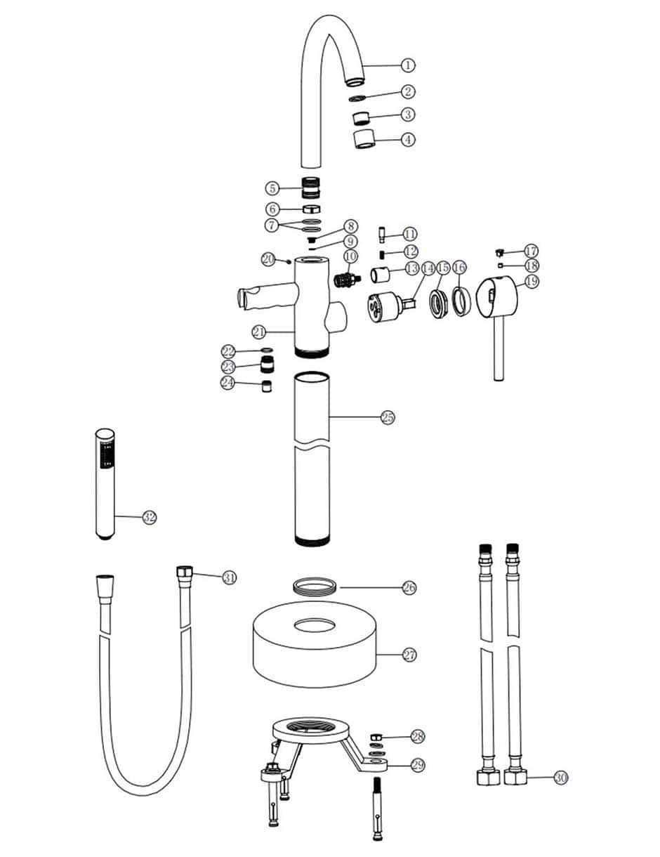 Freestanding tub faucet drawing – S123-1
