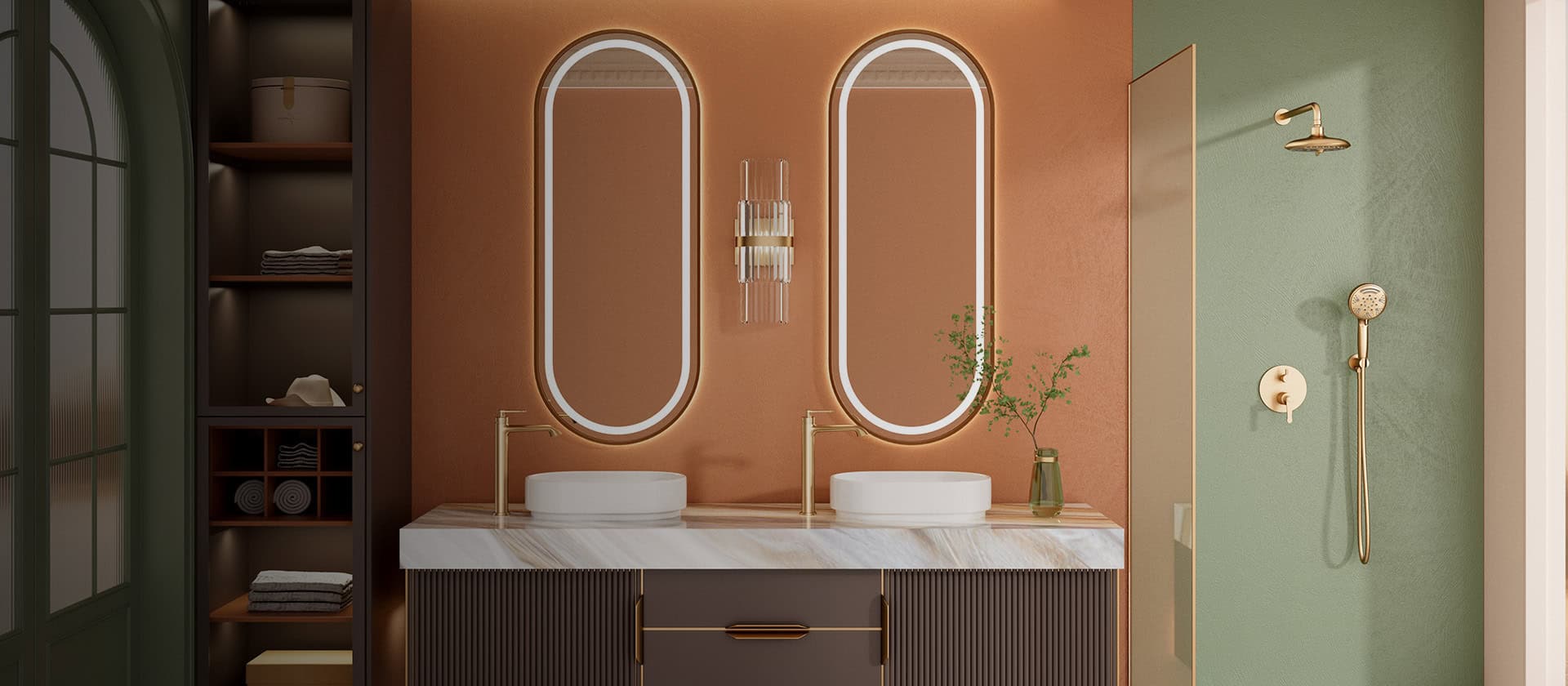 LANC Luxus Badezimmer-Wasserhahn – Kupfer & Natürlicher Marmor/Jade, Mischbatterie, Für Einlochspüle