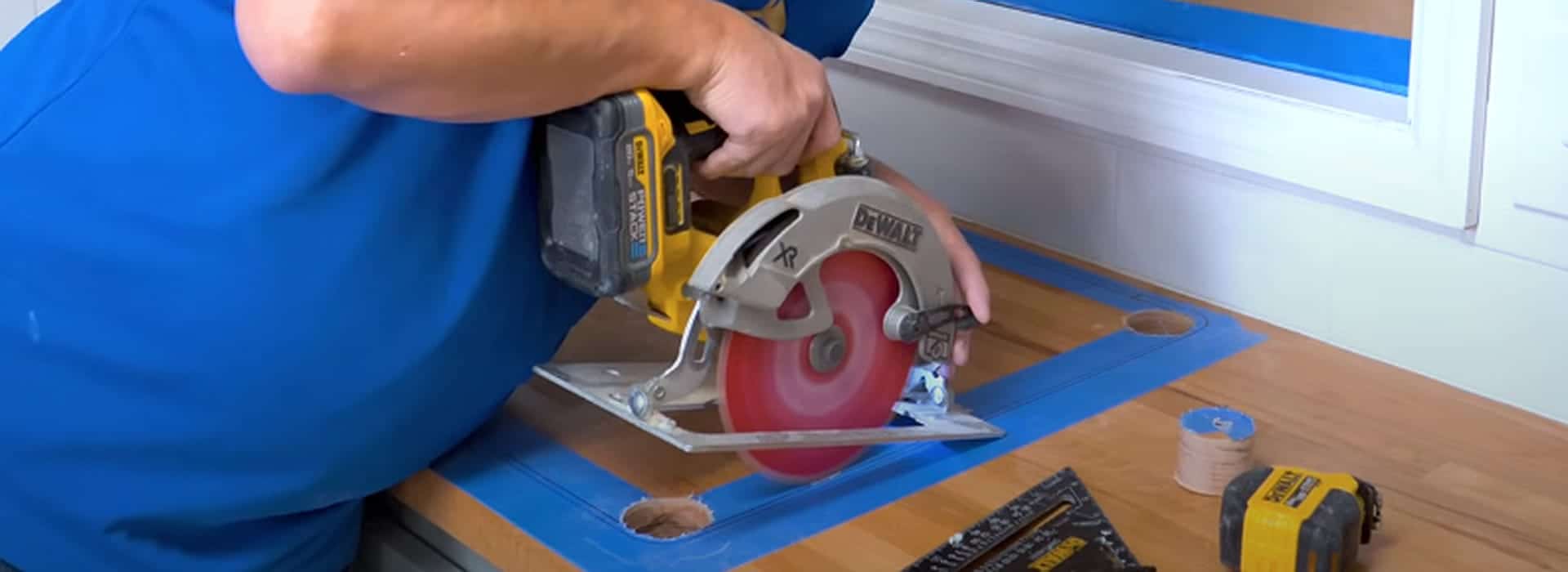 Prep the Countertop – install kitchen sink Prep the Countertop - install kitchen sink