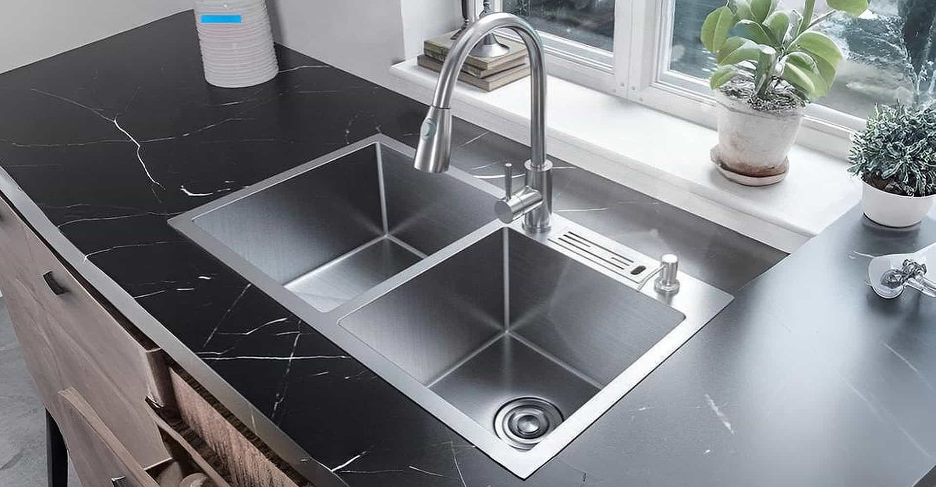 kitchen sink soap dispenser location in double-basin sinks