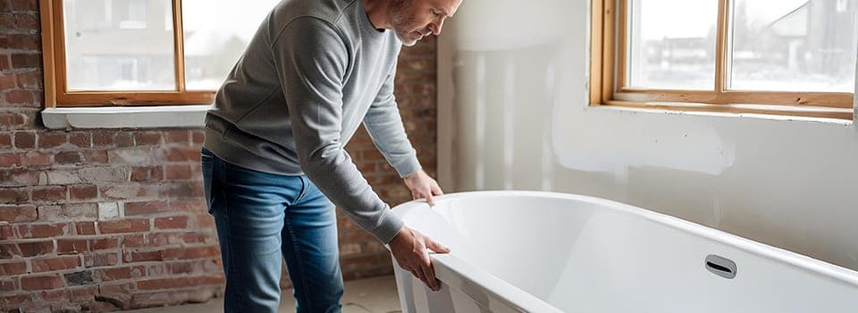 Checking your new bathtub for any cracks or damage Checking your new bathtub for any cracks or damage
