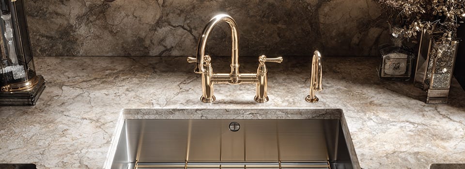 Bridge Faucet in gold finish Bridge Faucet in gold finish