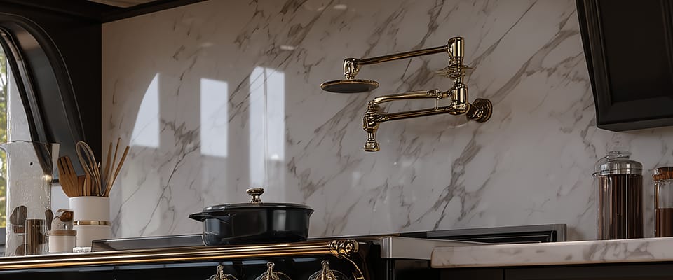 Brushed Gold Pot fillers – wall mounted kitchen faucet Brushed Gold Pot fillers - wall mounted kitchen faucet