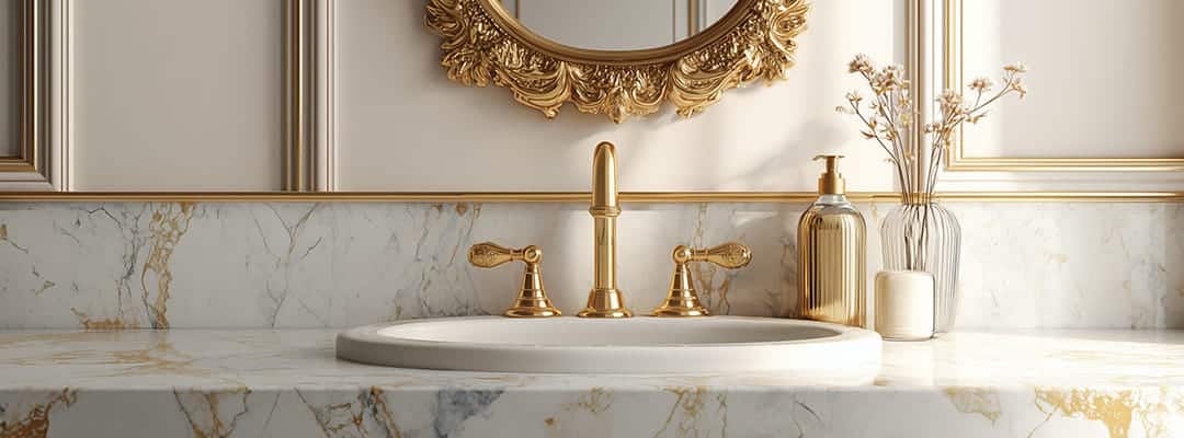 Brushed gold classic widespread bathroom faucet with 3-hole
