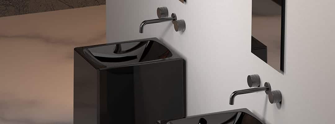 Wall mounted matte black bathroom faucetB056 /bathrooms/bathroom-faucets/wall-mounted-basin-faucets/wall-mounted-basin-faucet-with-knurled-handle/