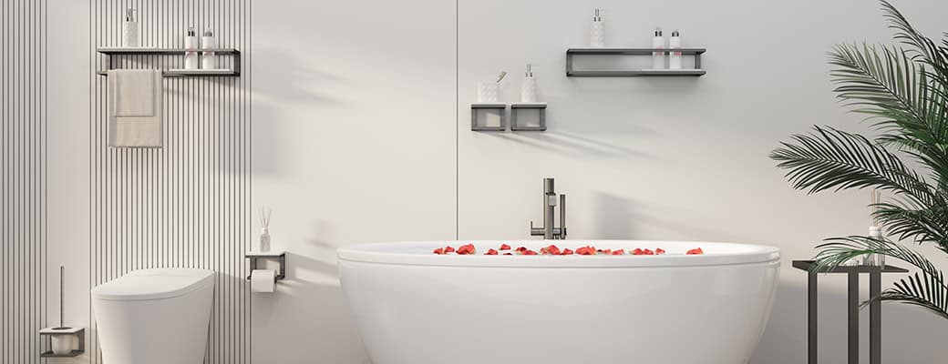 Gunmetal bathroom accessories seires display